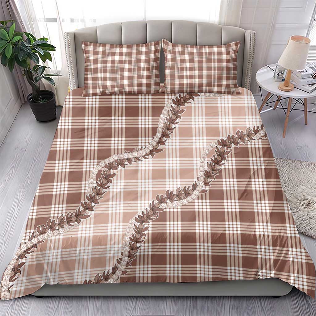 Beige Hawaii Palaka Bedding Set Hawaiian Pikake Lei