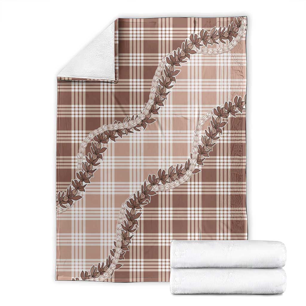 Beige Hawaii Palaka Blanket Hawaiian Pikake Lei