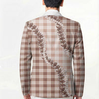 Beige Hawaii Palaka Blazer Hawaiian Pikake Lei
