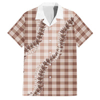 Beige Hawaii Palaka Family Matching Long Sleeve Bodycon Dress and Hawaiian Shirt Hawaiian Pikake Lei