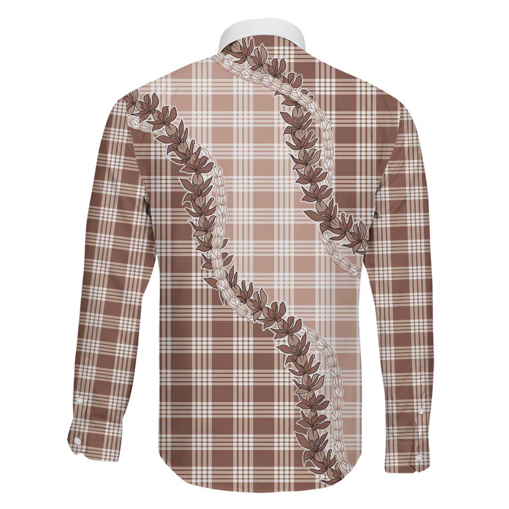Beige Hawaii Palaka Family Matching Puletasi and Hawaiian Shirt Hawaiian Pikake Lei
