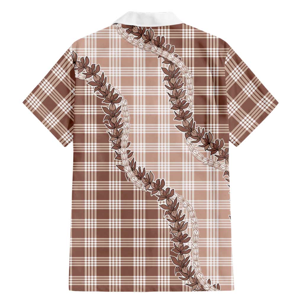 Beige Hawaii Palaka Family Matching Summer Maxi Dress and Hawaiian Shirt Hawaiian Pikake Lei