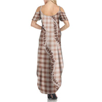 Beige Hawaii Palaka Family Matching Summer Maxi Dress and Hawaiian Shirt Hawaiian Pikake Lei