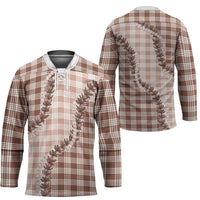 Beige Hawaii Palaka Hockey Jersey Hawaiian Pikake Lei