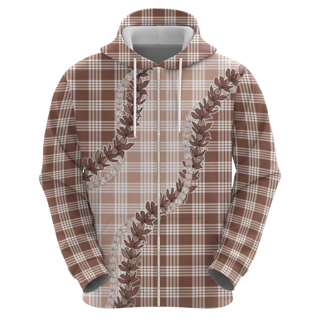 Beige Hawaii Palaka Hoodie Hawaiian Pikake Lei