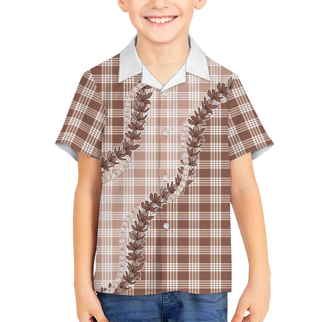 Beige Hawaii Palaka Kid Hawaiian Shirt Hawaiian Pikake Lei LT05 Kid Beige - Polynesian Pride