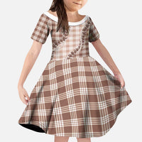 Beige Hawaii Palaka Kid Short Sleeve Dress Hawaiian Pikake Lei LT05 KID Beige - Polynesian Pride