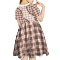 Beige Hawaii Palaka Kid Short Sleeve Dress Hawaiian Pikake Lei LT05 - Polynesian Pride