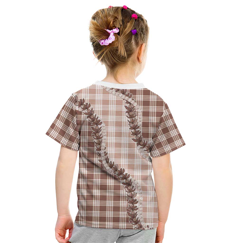 Beige Hawaii Palaka Kid T Shirt Hawaiian Pikake Lei