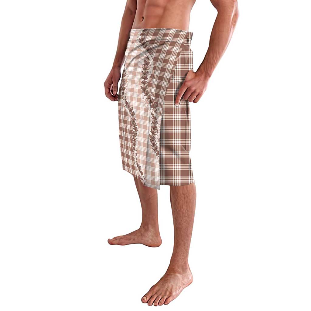 Beige Hawaii Palaka Lavalava Hawaiian Pikake Lei