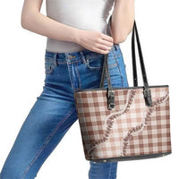Beige Hawaii Palaka Leather Tote Bag Hawaiian Pikake Lei