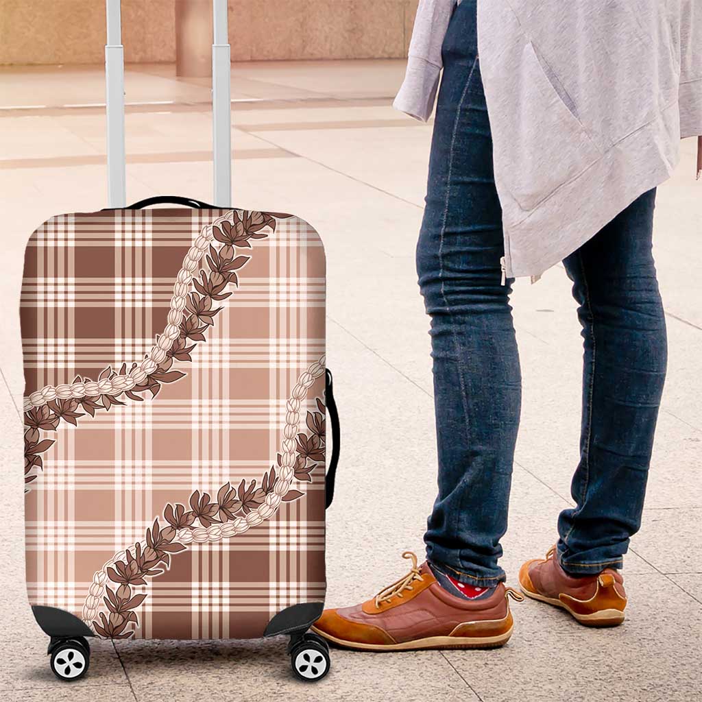 Beige Hawaii Palaka Luggage Cover Hawaiian Pikake Lei