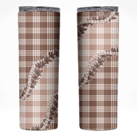 Beige Hawaii Palaka Skinny Tumbler Hawaiian Pikake Lei