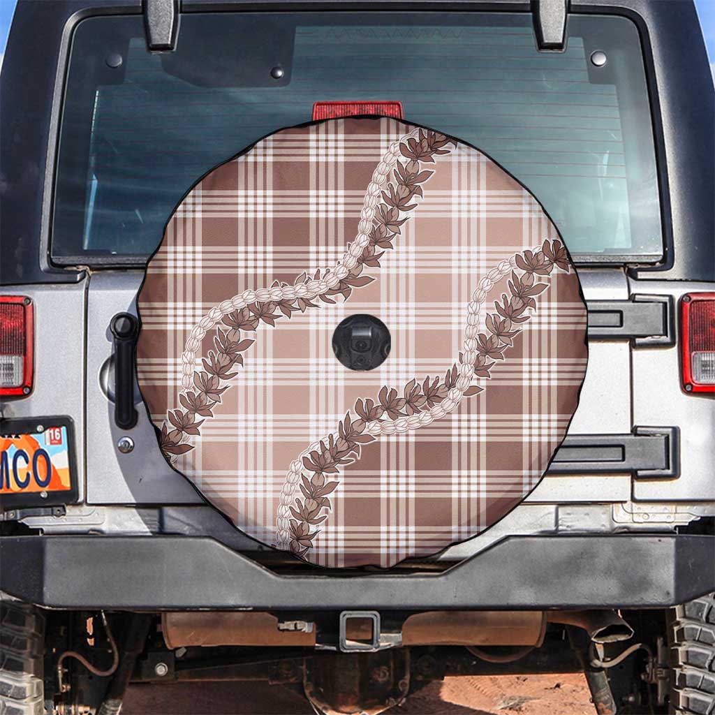 Beige Hawaii Palaka Spare Tire Cover Hawaiian Pikake Lei LT05 Beige - Polynesian Pride