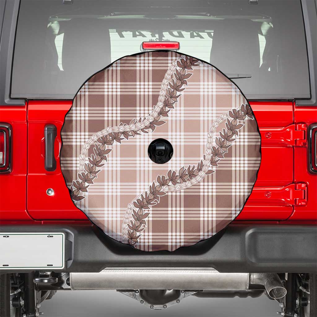 Beige Hawaii Palaka Spare Tire Cover Hawaiian Pikake Lei LT05 - Polynesian Pride