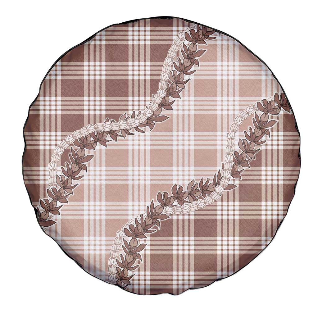 Beige Hawaii Palaka Spare Tire Cover Hawaiian Pikake Lei LT05 - Polynesian Pride