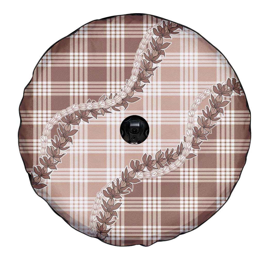 Beige Hawaii Palaka Spare Tire Cover Hawaiian Pikake Lei LT05 - Polynesian Pride