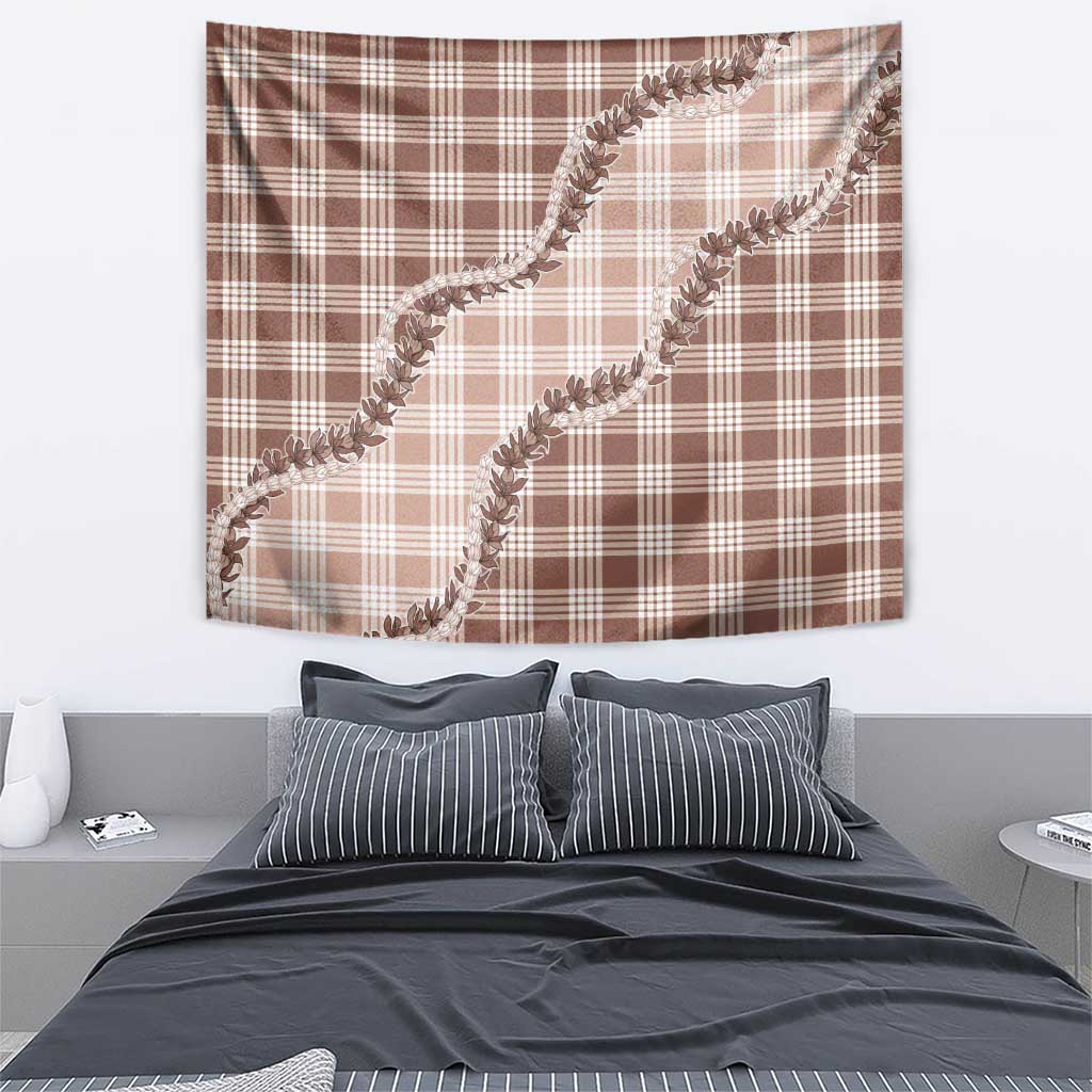 Beige Hawaii Palaka Tapestry Hawaiian Pikake Lei