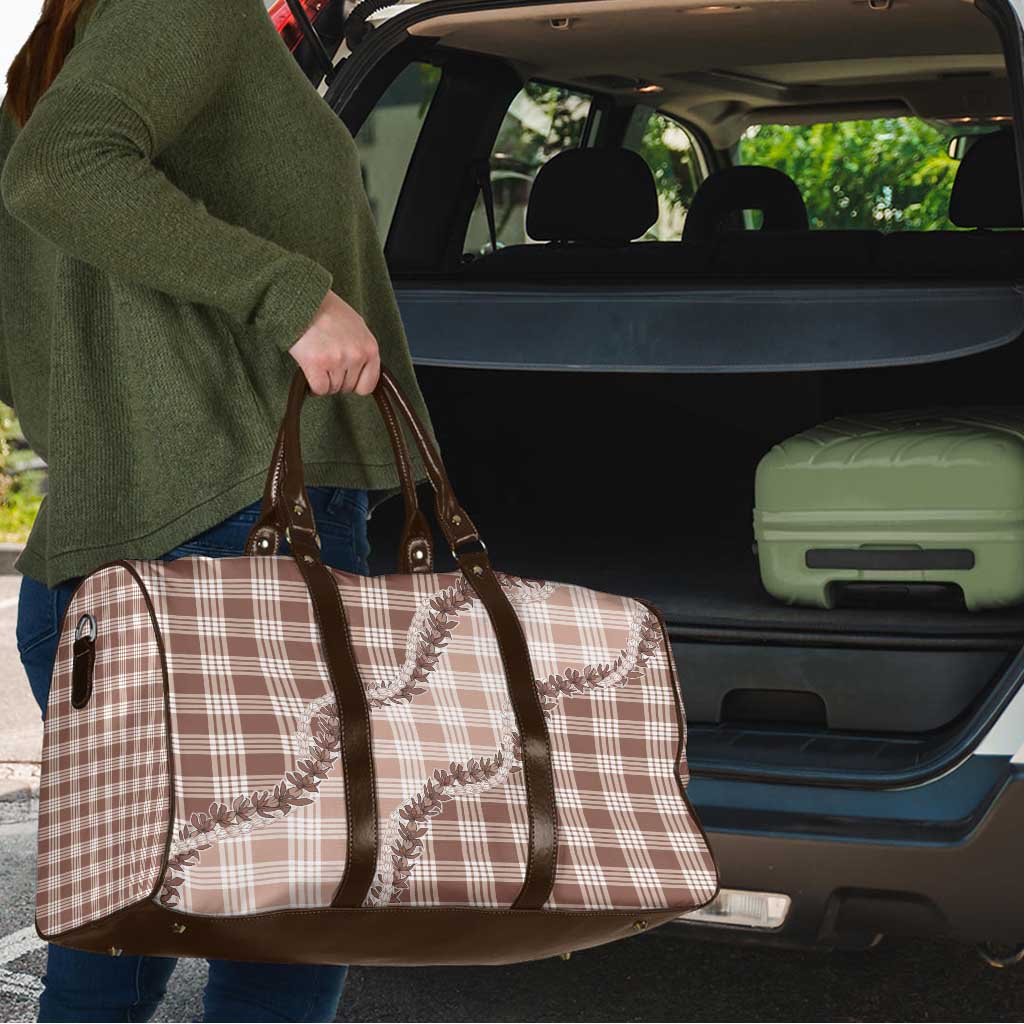 Beige Hawaii Palaka Travel Bag Hawaiian Pikake Lei