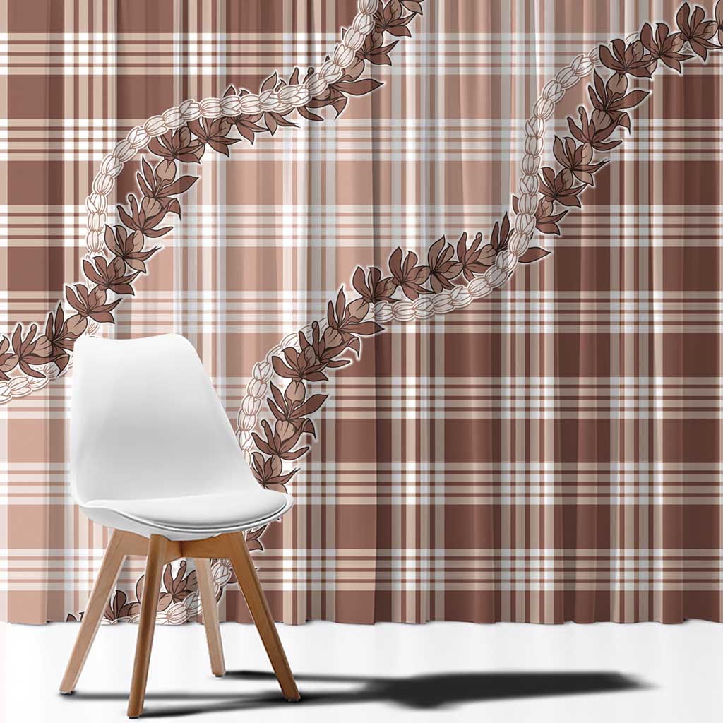 Beige Hawaii Palaka Window Curtain Hawaiian Pikake Lei