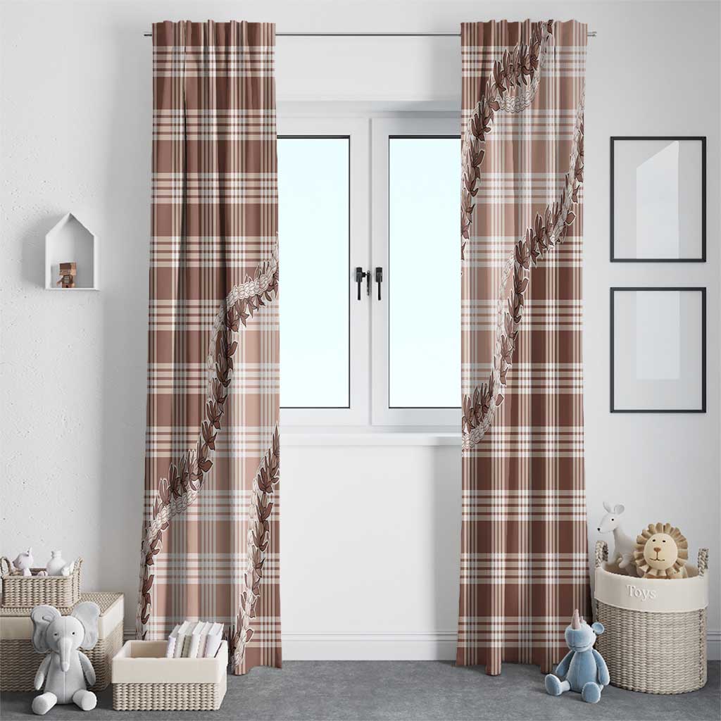 Beige Hawaii Palaka Window Curtain Hawaiian Pikake Lei