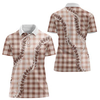 Beige Hawaii Palaka Women Polo Shirt Hawaiian Pikake Lei