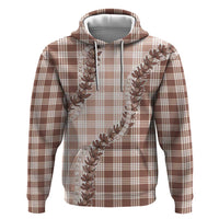 Beige Hawaii Palaka Zip Hoodie Hawaiian Pikake Lei
