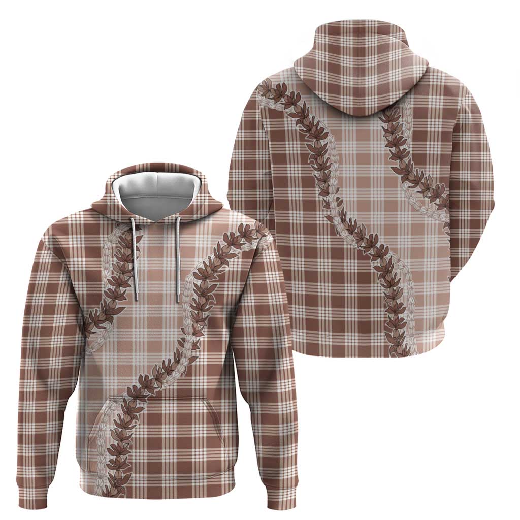 Beige Hawaii Palaka Zip Hoodie Hawaiian Pikake Lei