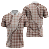 Beige Hawaii Palaka Zipper Polo Shirt Hawaiian Pikake Lei