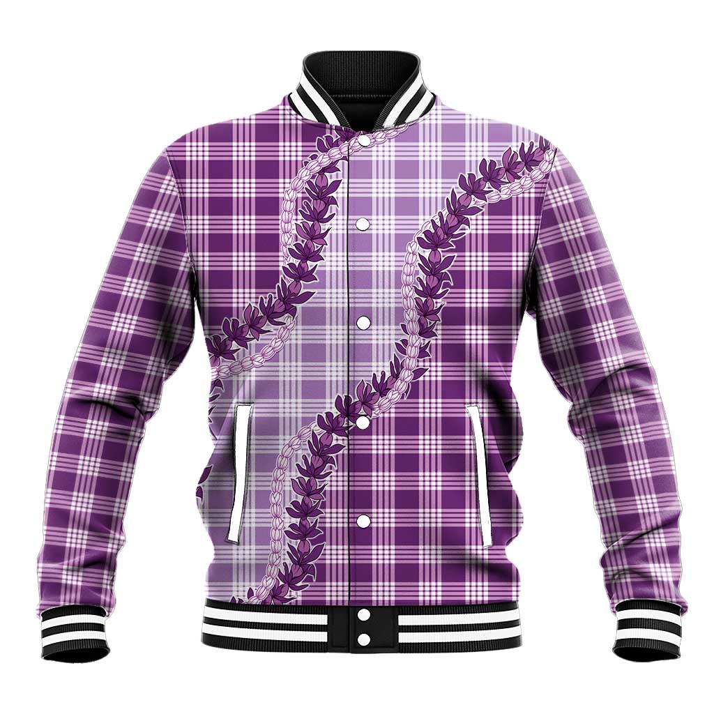 Violet Hawaii Palaka Baseball Jacket Hawaiian Pikake Lei