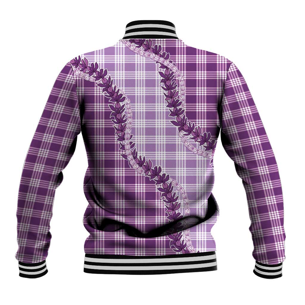 Violet Hawaii Palaka Baseball Jacket Hawaiian Pikake Lei