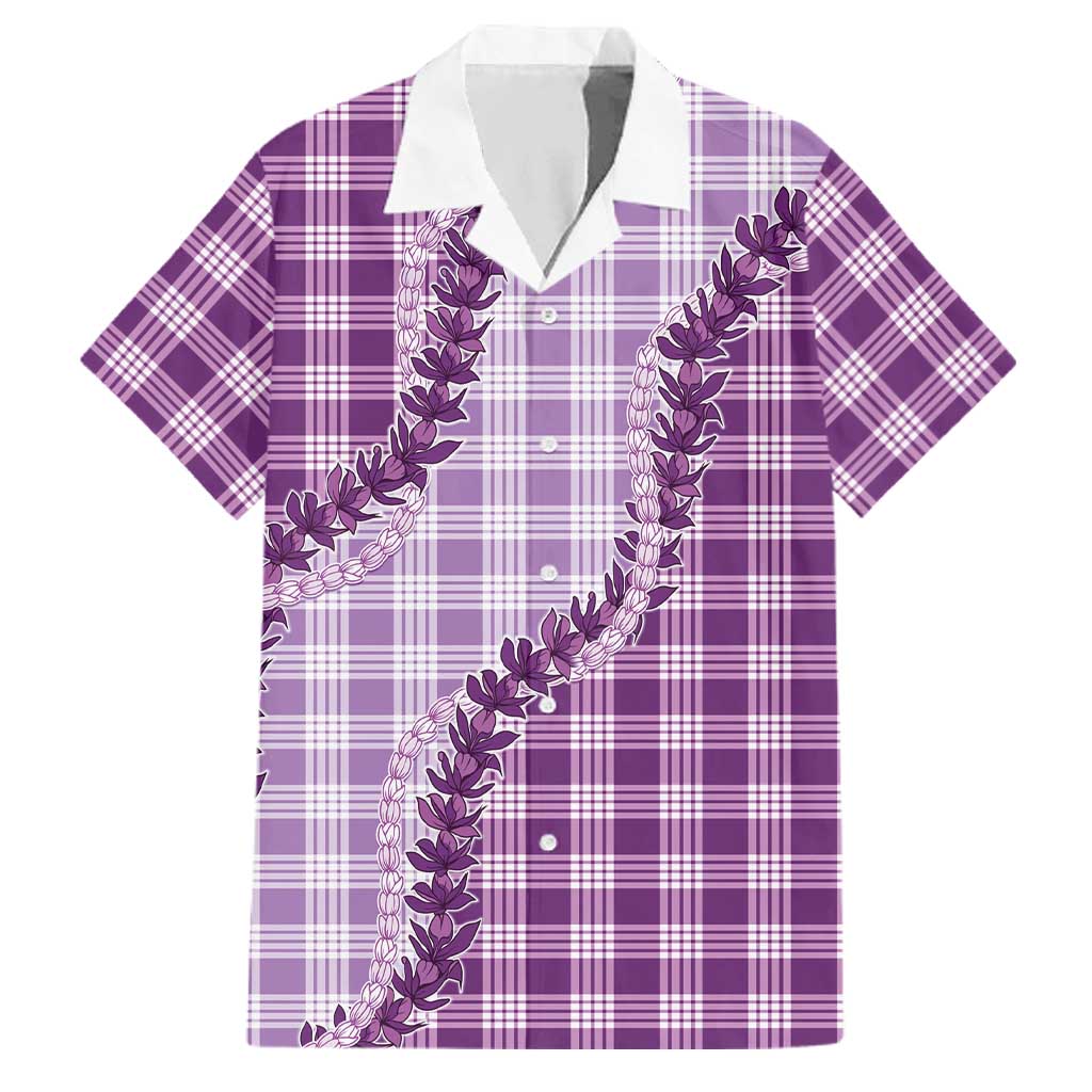 Violet Hawaii Palaka Family Matching Long Sleeve Bodycon Dress and Hawaiian Shirt Hawaiian Pikake Lei LT05 Dad's Shirt - Short Sleeve Violet - Polynesian Pride