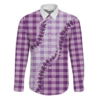 Violet Hawaii Palaka Family Matching Long Sleeve Bodycon Dress and Hawaiian Shirt Hawaiian Pikake Lei LT05 Dad's Shirt - Long Sleeve Violet - Polynesian Pride