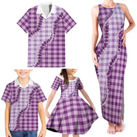 Violet Hawaii Palaka Family Matching Tank Maxi Dress and Hawaiian Shirt Hawaiian Pikake Lei