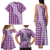 Violet Hawaii Palaka Family Matching Tank Maxi Dress and Hawaiian Shirt Hawaiian Pikake Lei
