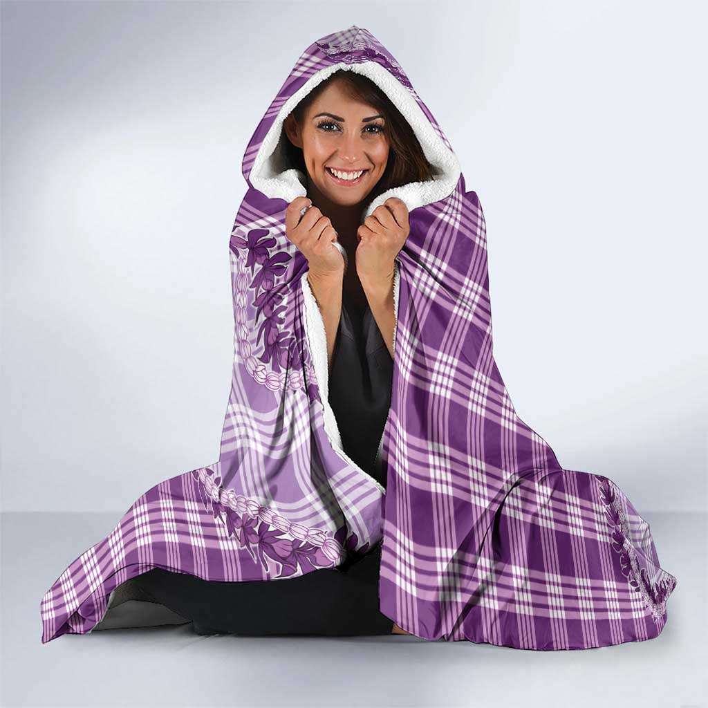 Violet Hawaii Palaka Hooded Blanket Hawaiian Pikake Lei