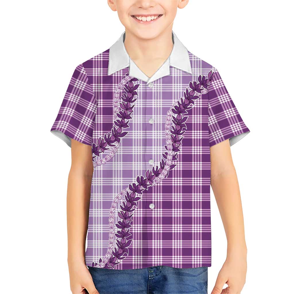 Violet Hawaii Palaka Kid Hawaiian Shirt Hawaiian Pikake Lei LT05 Kid Violet - Polynesian Pride