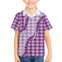 Violet Hawaii Palaka Kid Hawaiian Shirt Hawaiian Pikake Lei LT05 Kid Violet - Polynesian Pride