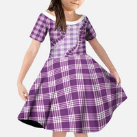 Violet Hawaii Palaka Kid Short Sleeve Dress Hawaiian Pikake Lei LT05 KID Violet - Polynesian Pride