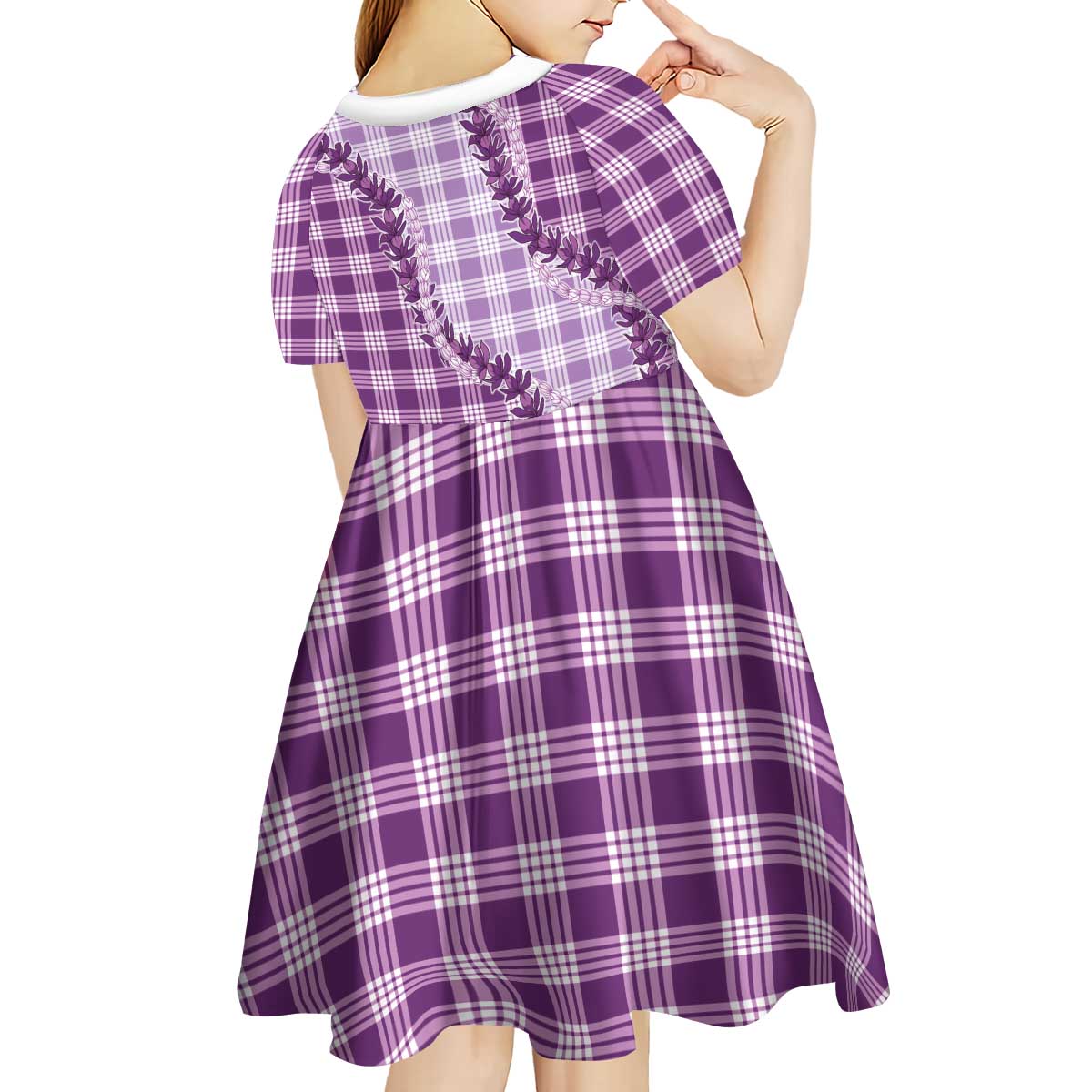 Violet Hawaii Palaka Kid Short Sleeve Dress Hawaiian Pikake Lei LT05 - Polynesian Pride