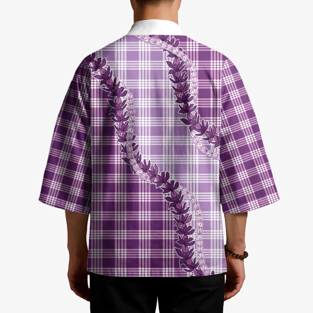Violet Hawaii Palaka Kimono Hawaiian Pikake Lei