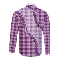 Violet Hawaii Palaka Long Sleeve Button Shirt Hawaiian Pikake Lei