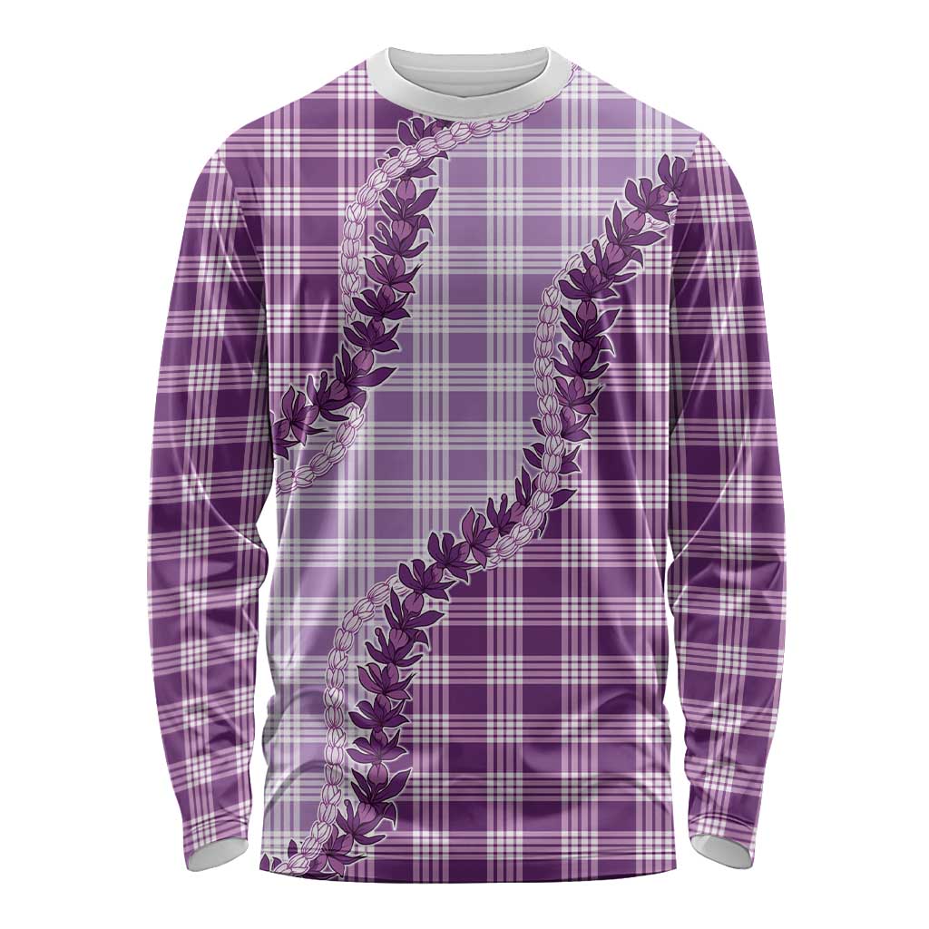 Violet Hawaii Palaka Long Sleeve Shirt Hawaiian Pikake Lei