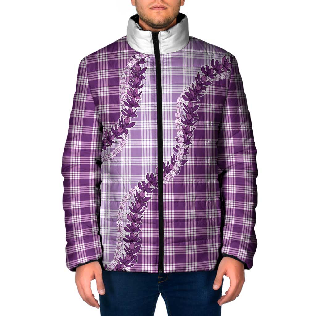 Violet Hawaii Palaka Padded Jacket Hawaiian Pikake Lei