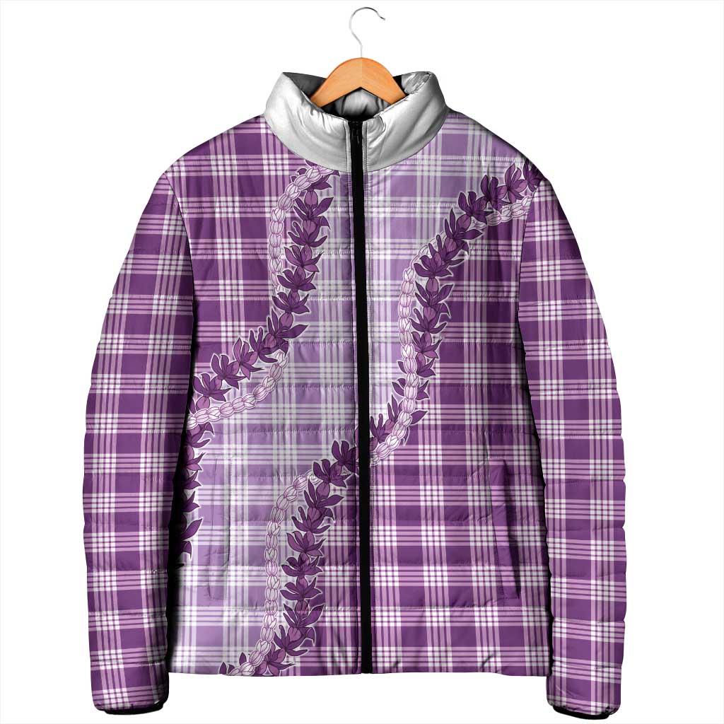 Violet Hawaii Palaka Padded Jacket Hawaiian Pikake Lei