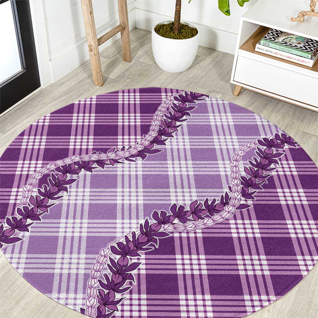 Violet Hawaii Palaka Round Carpet Hawaiian Pikake Lei