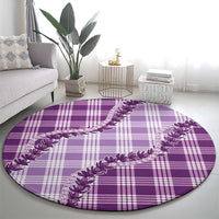 Violet Hawaii Palaka Round Carpet Hawaiian Pikake Lei