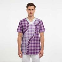 Violet Hawaii Palaka Scrub Top Hawaiian Pikake Lei