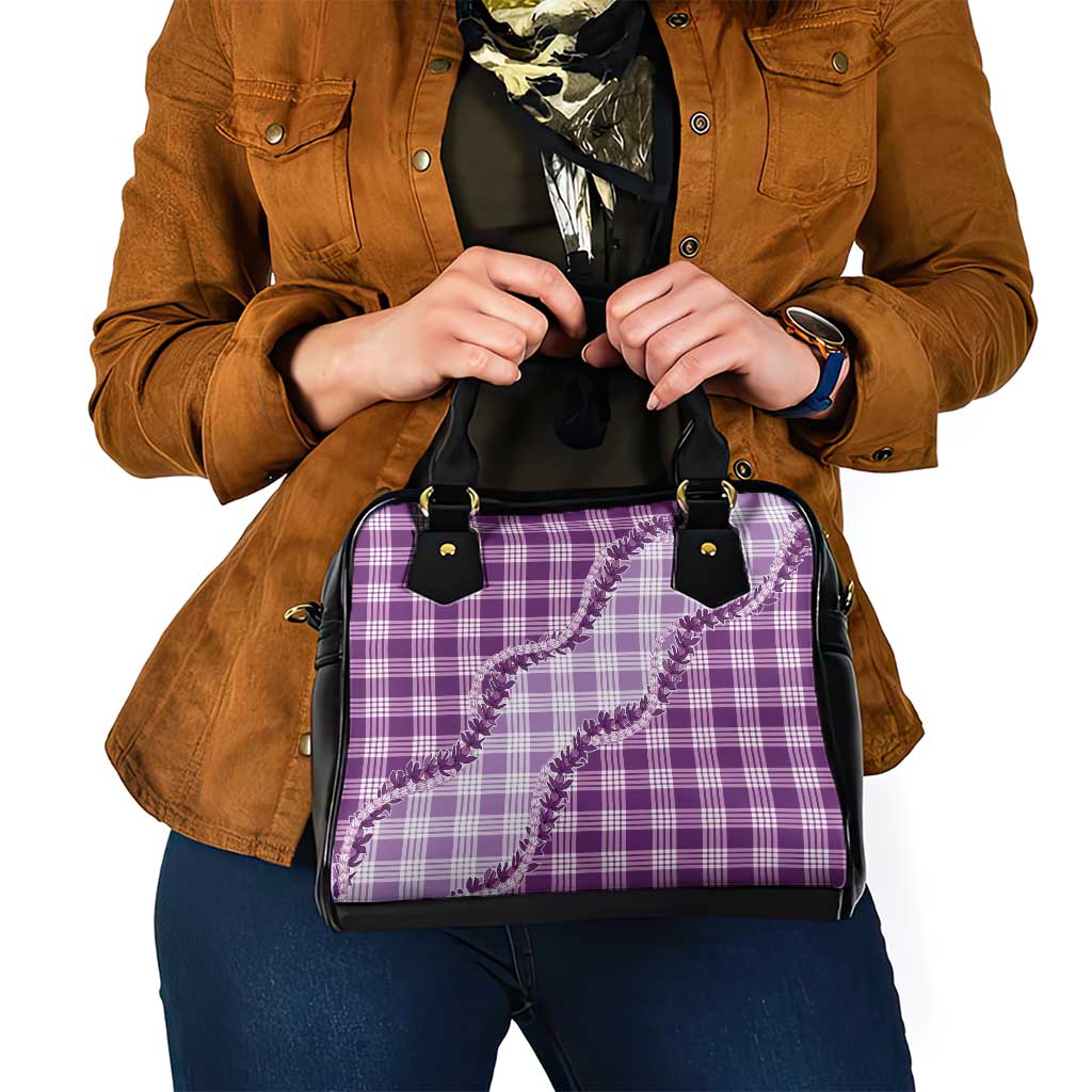 Violet Hawaii Palaka Shoulder Handbag Hawaiian Pikake Lei