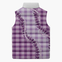Violet Hawaii Palaka Sleeveless Puffer Jacket Hawaiian Pikake Lei